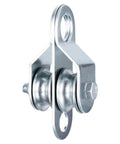 Front view of Double Cable Pulley Block with Ball Bearings for 0.23 Inch/6mm Wire Rope, designed for lifting systems, 1Pack.