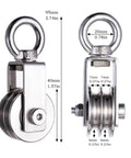 SHINICO Double Cable Pulley Block Heavy Duty Stainless Steel, Bearing Inside, Swivel Single Pulley Wheel, Good for Pulley Lifing System.