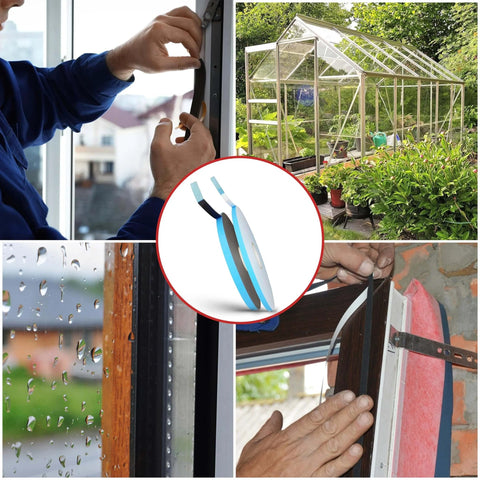 Heavy Duty Double Coated Window Glazing Tape One Sixteenth Inch Thick By Three Eighths Inch Wide One Hundred Fifty Feet Weather Resistant For Glass Bonding Panel Installations Gap Filling And Insulated Casements in use on windows and greenhouses