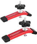 Double Cut Universal T Track Hold Down Clamps 2 Pack For T Slot Workholding Red Anodized With Rubber Pads