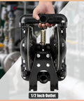GCCSJ Air Operated Double Diaphragm Pump 1 inch Inlet/Outlet Pneumatic Chemical QBY4-25L 31 GPM Dual Diaphram Polypropylene Nitrile Rubber by Stainless Steel Iron 115 PSI held in hand