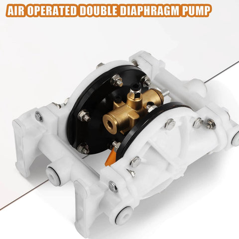 GCCSJ Air Operated Heavy Duty Double Diaphragm Transfer Pump 1/2" Inlet and Outlet, 13GPM, 100 PSI Max, shown close-up