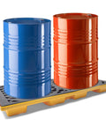 Heavy Duty Modular 2 Drum Spill Pallet Workhorse For Forklift Access With 2000 Pound Capacity And Stackable Containment Tray