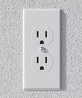 Electrical outlet mounted on textured wall, suitable for various household appliances and electronics.