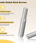 Double End Threaded Stud Screws M8 To M6 40mm 2Pcs 304 Stainless Steel with rust-resistant features and smooth surface