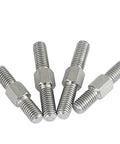Double End Thread Rod Set 304 Stainless Steel Left Right Hand Threads M4 To M16, pack of 5, threaded rods on white background