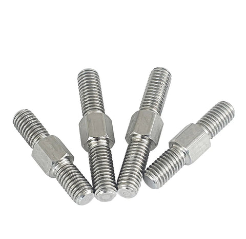 Double End Thread Rod Set 304 Stainless Steel Left Right Hand Threads M4 To M16, pack of 5, threaded rods on white background
