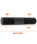 4 Pack 5/8 UNF To 5/8 UNC Double End Threaded Studs For Massey Ferguson, showing threaded stud with UNF and UNC measurements
