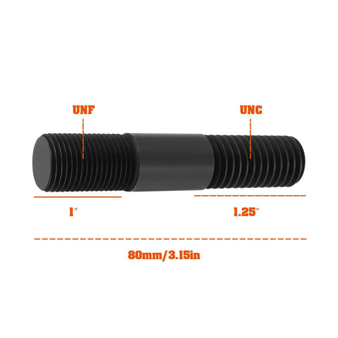 4 Pack 5/8 UNF To 5/8 UNC Double End Threaded Studs For Massey Ferguson, showing threaded stud with UNF and UNC measurements