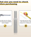 Double End Threaded Stud Screws M8 To M6 40mm 2Pcs 304 Stainless Steel with measurement tools comparison