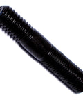 Close-up of a double ended automotive stud 3/8-16 x 3/8-24 zinc plated steel from pack of 5, showing detailed threading.