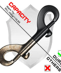 Double Ended Bolt Snap Set Eight Pieces Heavy Zinc Alloy Clips For Multipurpose Use Durable Black Metal Hooks 4.7 Inch Length