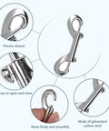 Diagram of 24 Pcs 3.5 Inch Double Ended Bolt Snap Hooks Silver Zinc Alloy Double Trigger Metal Clips with features highlighted