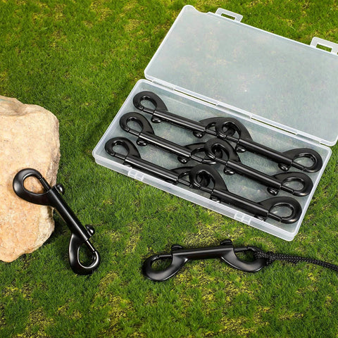 Double Ended Bolt Snap Set Eight Pieces Heavy Zinc Alloy Clips For Multipurpose Use Durable Black Metal Hooks 4.7 Inch Length