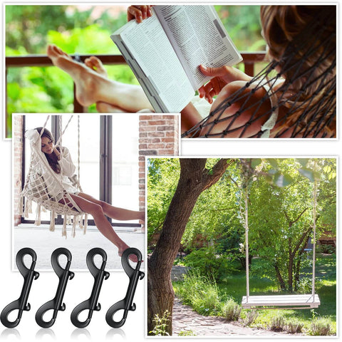 Double Ended Bolt Snap Set Eight Pieces Heavy Zinc Alloy Clips For Multipurpose Use Durable Black Metal Hooks 4.7 Inch Length