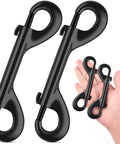 Extra Large 4.7 Inch Double Ended Bolt Snap Hooks With 220 Lb Load Capacity Made From Zinc Alloy Heavy Duty Clips Versatile For Dog Leashes Water Buckets Horse Feed Hammocks 2 Pack, shown beside a hand for scale.