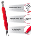 4 Piece Automotive Electrical Disconnect Pliers Set Designed For Car Connectors And Hose Clamps Made From Durable High Carbon Steel With Anti Slip Plastic Coated Handles Provides Safe Quick Disconnect Without Wear, featuring double-ended design and anti-slip handles.
