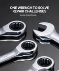 Go To Eight Piece Metric Ratcheting Wrench Set With Organizer Rack Cr V Steel 8 mm to 19 mm 72 Tooth Ratcheting Quick Release