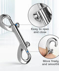 4 Pack Double Ended Snaps 3.5 Inch Zinc Alloy Trigger Metal Clips Silver Double Ended Snap Hooks For Dog Leash Water Buckets Key Holder