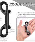 3.5 Inch Double Ended Snap Hooks 110 Lbs Load Zinc Alloy Heavy Duty Bolt Snap Clips size displayed on a hand