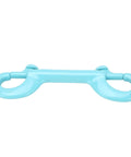 Front view of blue-coated stainless steel double-ended snap hook, 100mm, heavy-duty spring mechanism