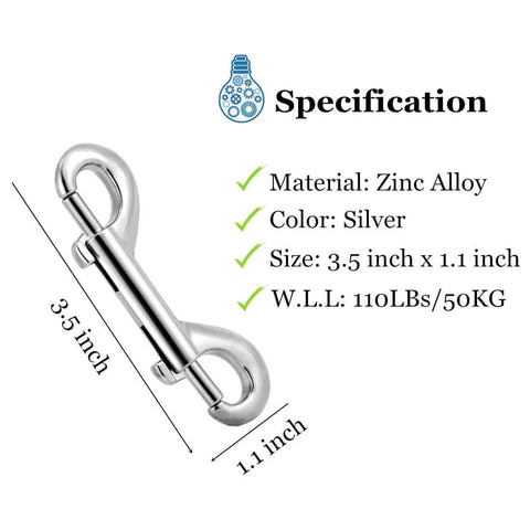 Specification of Double Ended Snap Hooks 3.5 Inch Nickel Plated Steel One Handed Trigger Easy On Off For Key Chains