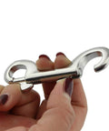 Double Ended Snap Hooks 3.5 Inch Nickel Plated Steel One Handed Trigger Easy On Off For Key Chains Dog Leashes Horse Tack Pet Slings Buckets