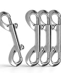 4 Pack Double Ended Snaps 3.5 Inch Zinc Alloy Trigger Metal Clips Silver Double Ended Snap Hooks For Dog Leash Water Buckets Key Holder Carabiner
