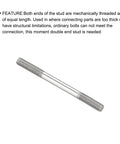 Double Ended Stud Screws M4 50mm 304 Stainless Steel Rod Bolts 20 Pieces, mechanically threaded stud on white background.