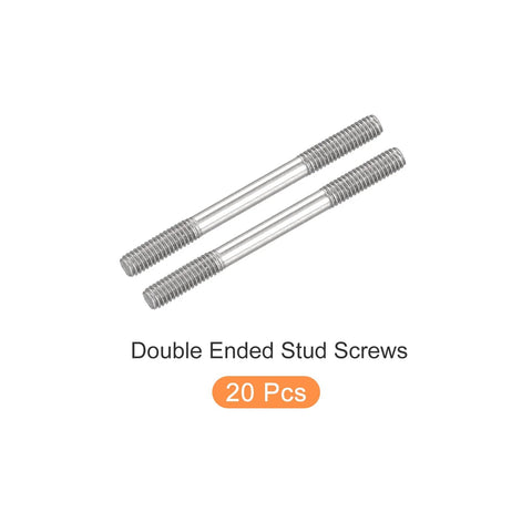 Double Ended Stud Screws M4 50mm 304 Stainless Steel Rod Bolts 20 Pieces, showing two screws on white background