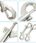 2 Pack Double Ended Bolt Snap Hooks Three And A Half Inch Zinc Alloy Metal Clips for key chains and leashes in close-up view
