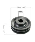Double Groove Pulley For A Belts With 4.25 Inch OD And 1 Inch Bore AK Fixed Bore Pulley By QWORK 2AK441 with size dimensions