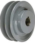 Double Groove Fixed Bore Pulley Sheave 4.75 Inch Diameter By 1 Inch Width Cast Iron For A 4L And B 5L V Belts, side view