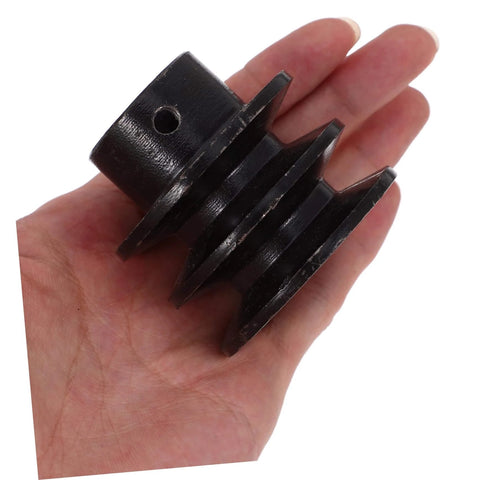 Idler Pulley for Gym Pulley Wheel Gas Engine Belt Sheave Double Installation held in hand, showing double groove design.