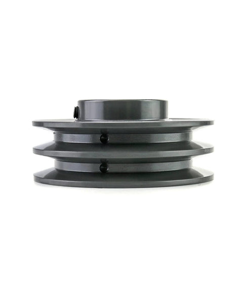 Side view of Double Groove Pulley For A Belts With 4.25 Inch OD And 1 Inch Bore AK Fixed Bore Pulley By QWORK 2AK441