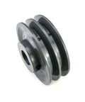 Double Groove Pulley For A Belts With 4.25 Inch OD And 1 Inch Bore AK Fixed Bore Pulley By QWORK 2AK441 cast iron front view