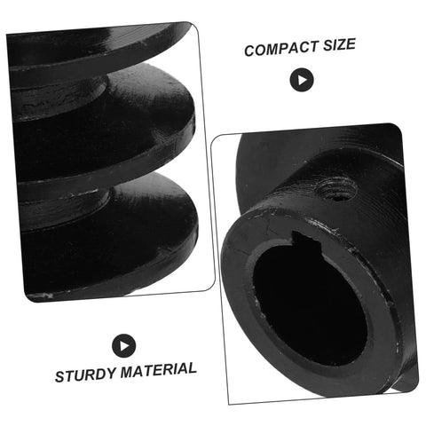 Close-up of Double Groove Pulley Wall Mounted V-Belt Pulley for Gas Engine Water Pump Robust Efficient showing material and size.