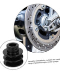 Double Groove Pulley Replacement for V-belt Gas Engine Water Pump Pulley Easy Installation shown close-up and installed on engine.