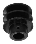 Front view of Double Groove Pulley V-belt Pulley for Gas Engine Water Pump Easy Install, black metal, showing two grooves and central hole.
