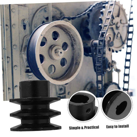 Double Groove Pulley Replacement for V-belt Gas Engine Water Pump Pulley Easy Installation, shown in industrial setting.