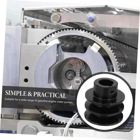 Double Groove Pulley Replacement for V-belt Gas Engine Water Pump Pulley Easy Installation shown close-up in an engine system.
