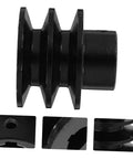 Side view of a double groove pulley V-belt pulley for gas engine water pump easy install, showing grooves and hole details.