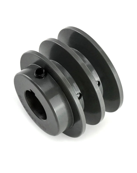 Double Groove Pulley For V Belt Drive A For 3L And 4L Belts 2.55 Inch Outside Diameter Seven Eighths Inch Fixed Bore AK Style Cast Iron Pulley