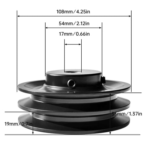 Double Groove V Belt Pulley Five Eighths Bore 4.25 Outer Diameter Cast Iron For V Belt Sections 3L 4L A AX Two Groove 2AK44-58 Model