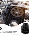 Installed double groove pulley wall mounted V-belt pulley for gas engine water pump robust efficient visible in machinery setup.