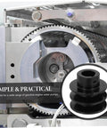 Double Groove Pulley V-belt Pulley for Gas Engine Water Pump Easy Install shown in metal machinery setup