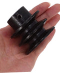Double Groove V-Belt Pulley for Gas Engines Water Pump Replacement Smooth Operation held in hand, showing size and grooves.