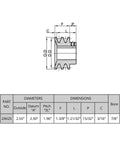 Technical drawing of Double Groove Pulley For V Belt Drive A For 3L And 4L Belts 2.55 Inch Outside Diameter Seven Eighths Inch Fixed Bore.