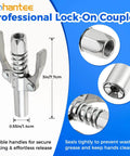 Grease Gun Accessory Kit With Double Handles Grease Coupler featuring lock-on mechanism for secure lubrication in tight spots.