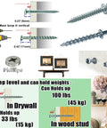 Double-Headed Bear Claw Picture Hanging Screw Hook Set For Drywall And Wood Studs 4 In 1 Design installation guide and usage example